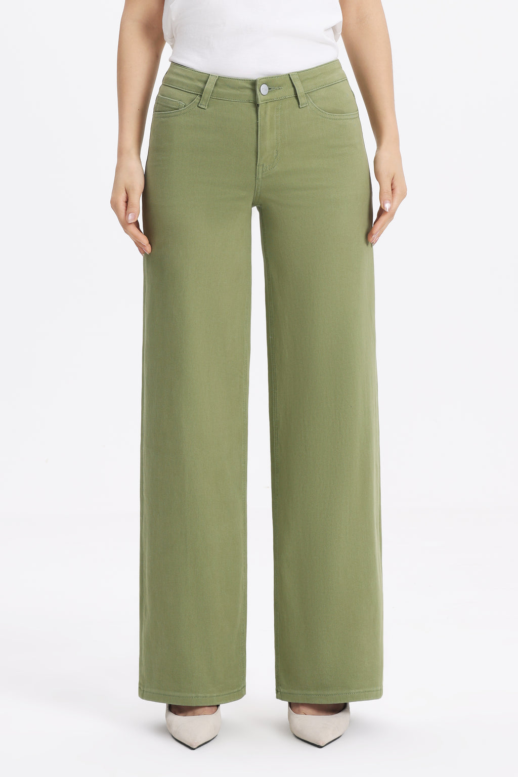 ONESO Earthy Mid Rise Wide Leg Jeans