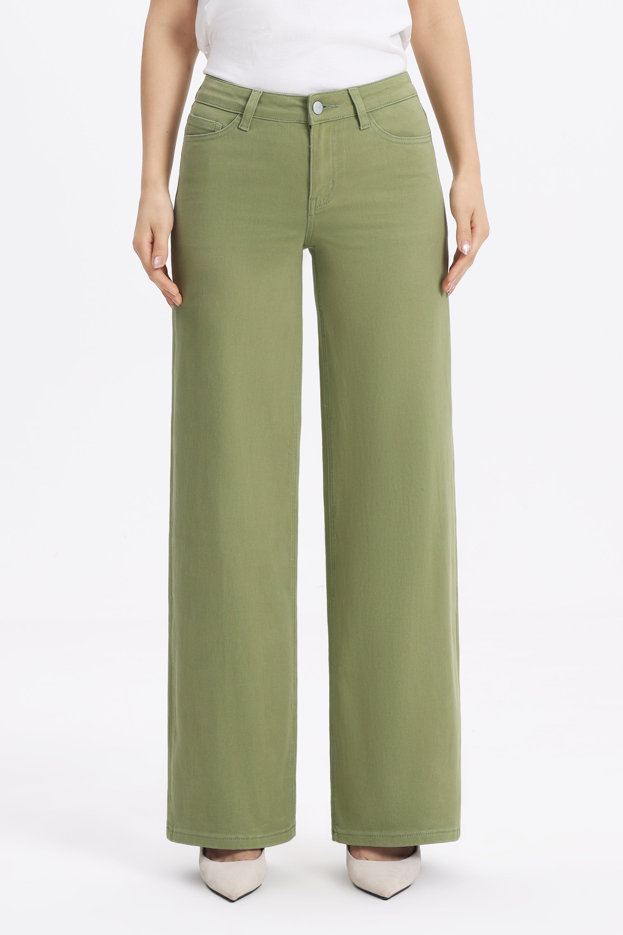ONESO Earthy Mid Rise Wide Leg Jeans