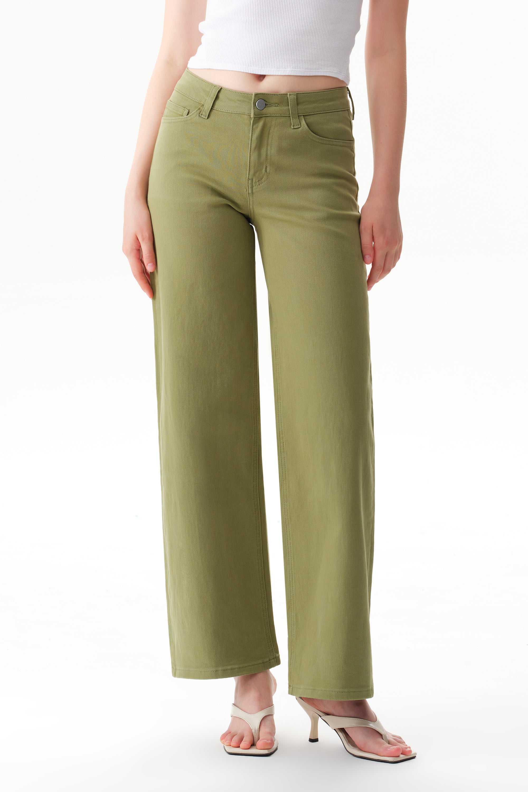 ONESO Earthy Mid Rise Wide Leg Jeans