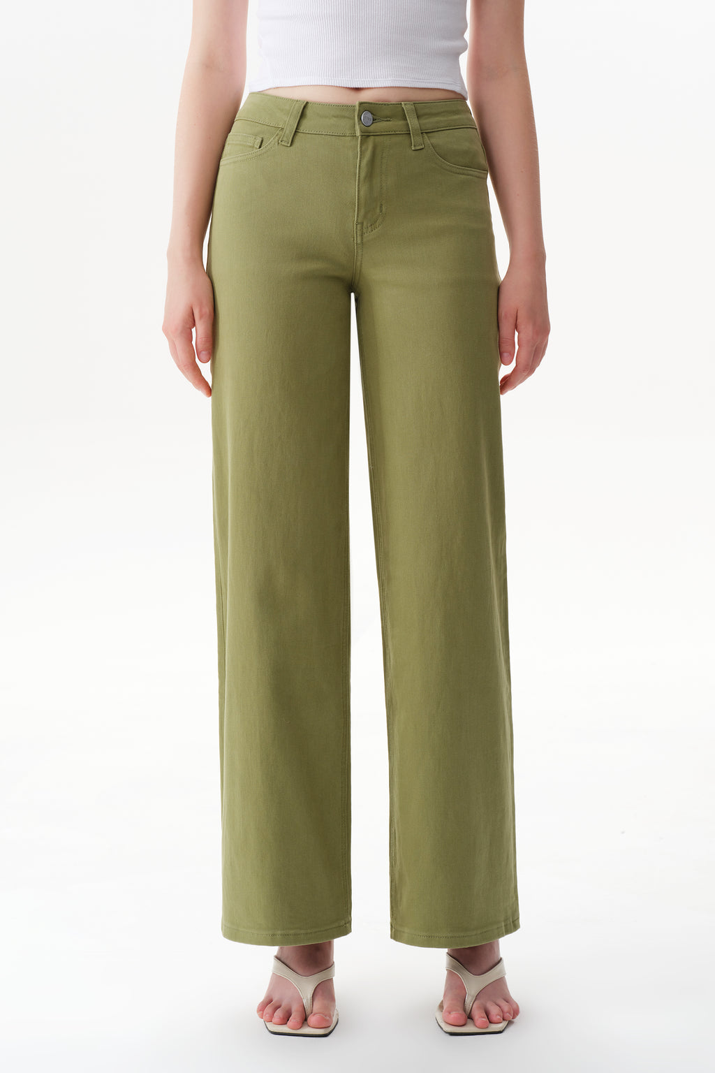 ONESO Earthy Mid Rise Wide Leg Jeans
