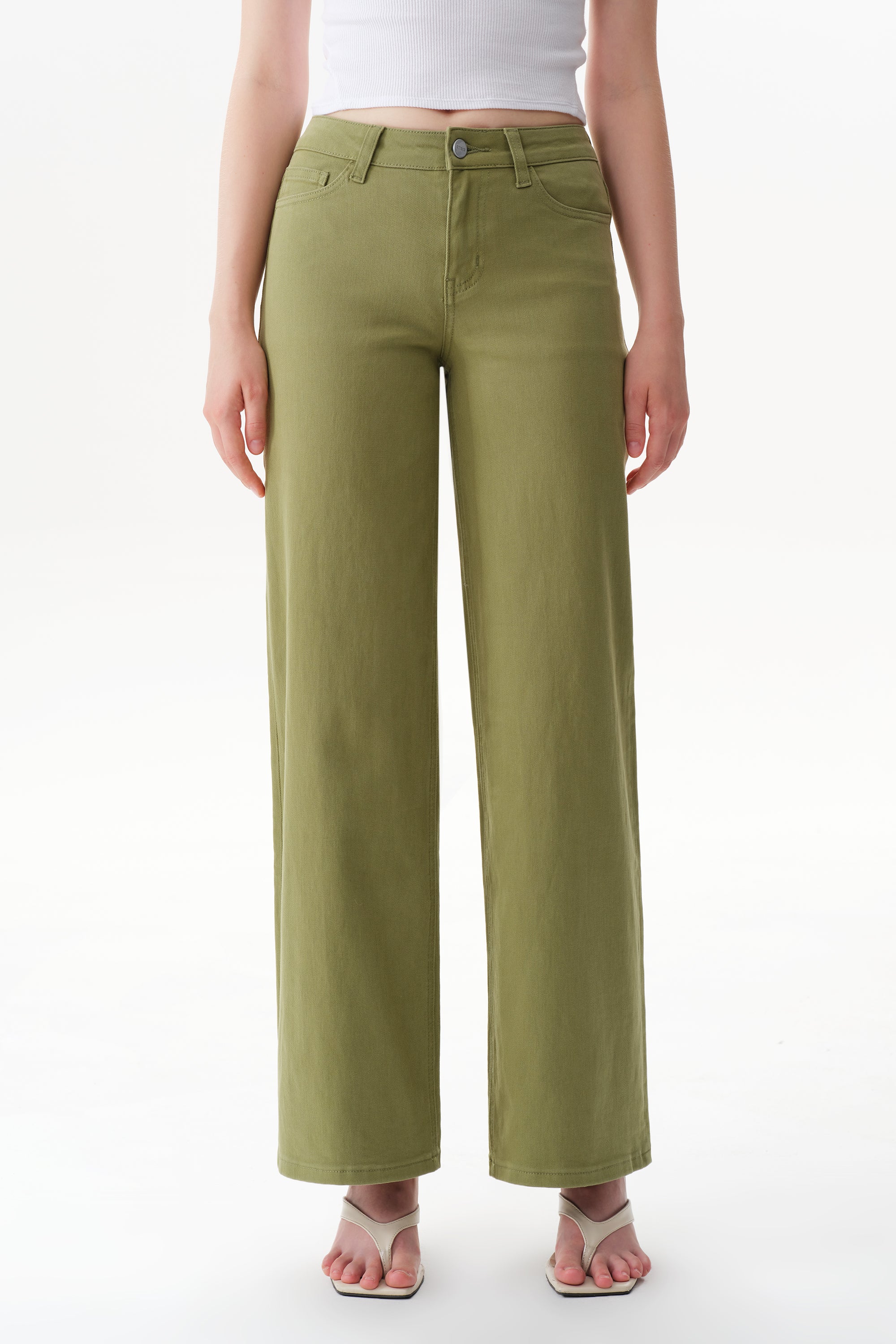 ONESO Earthy Mid Rise Wide Leg Jeans
