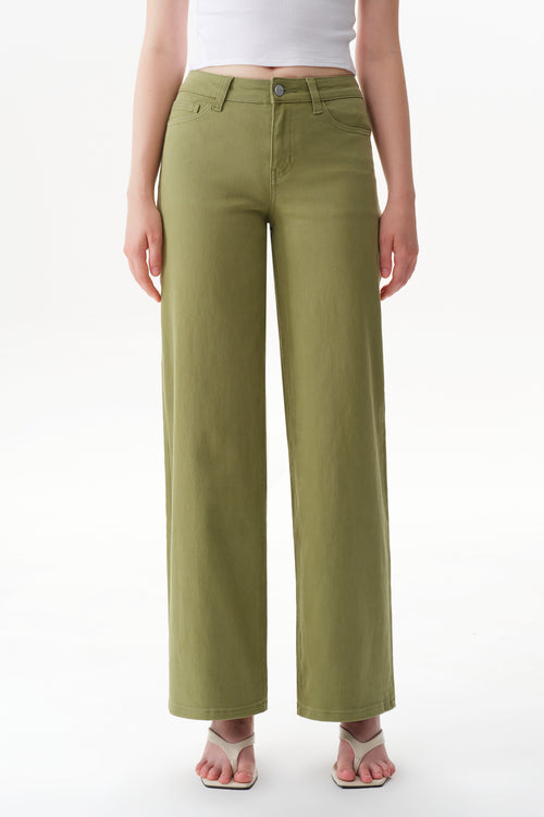 ONESO Earthy Mid Rise Wide Leg Jeans