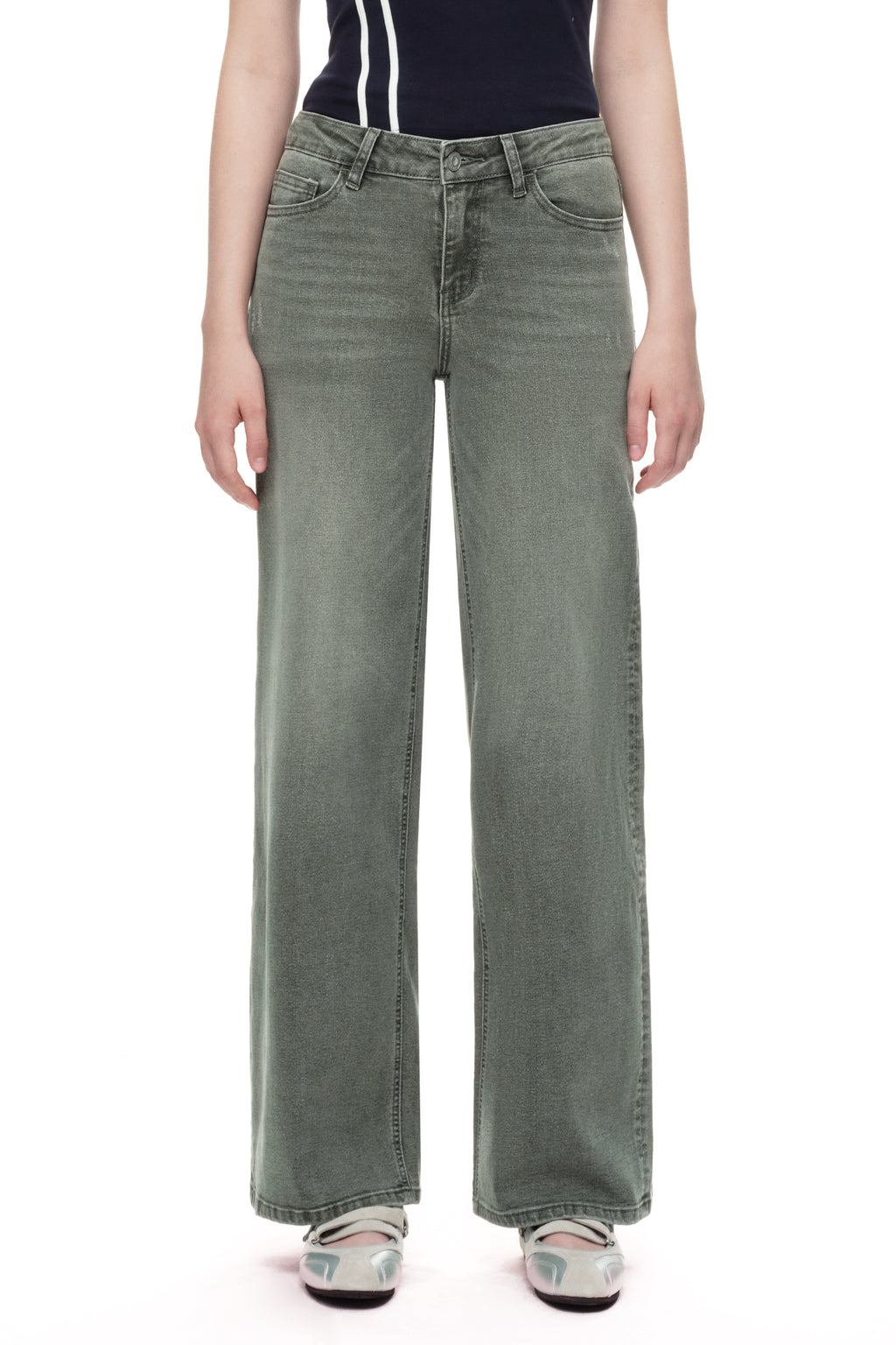 ONESO Modern Utility Mid Rise Wide Leg Jeans