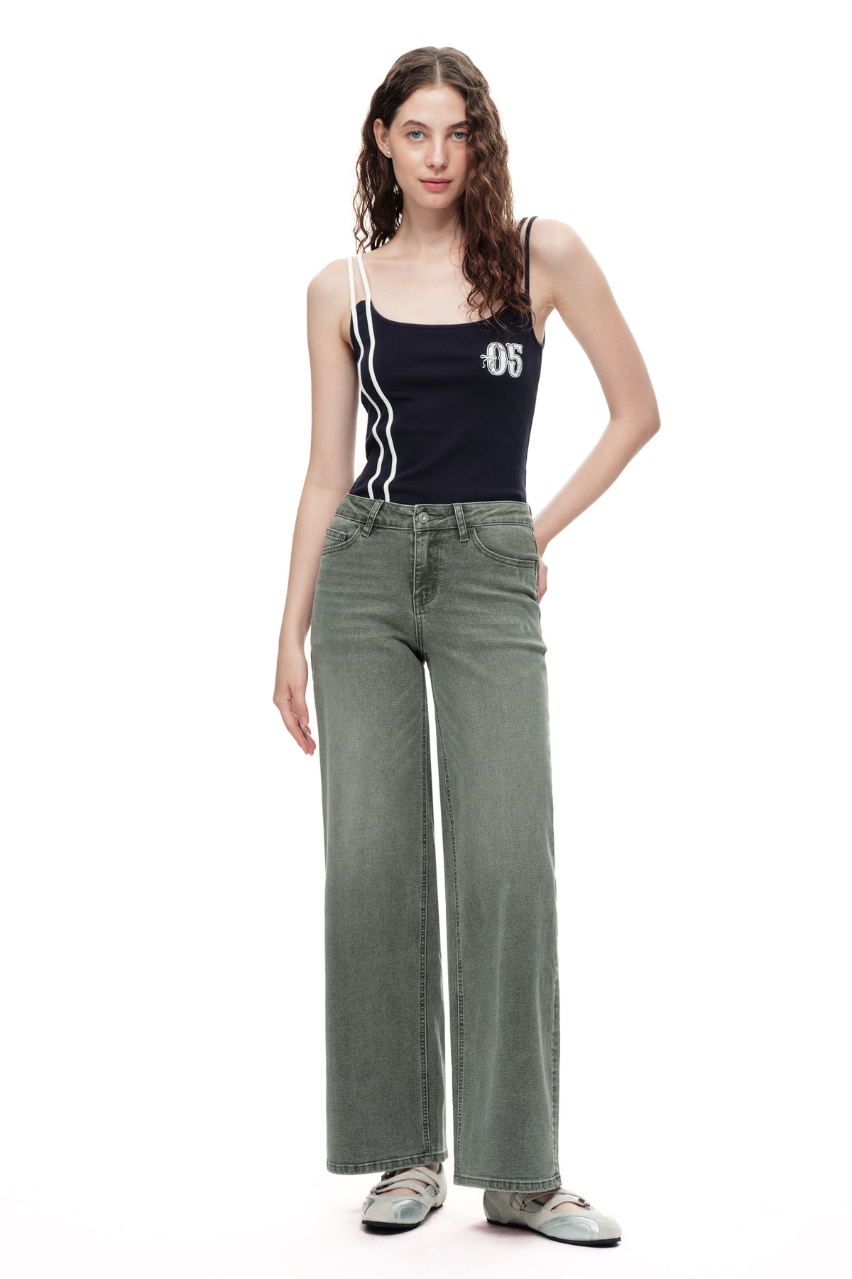 ONESO Modern Utility Mid Rise Wide Leg Jeans