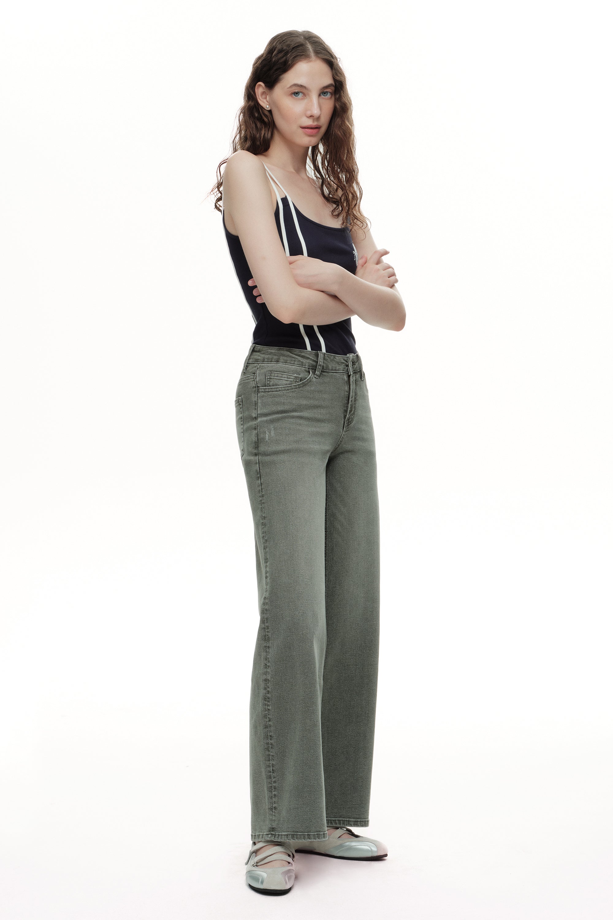 ONESO Modern Utility Mid Rise Wide Leg Jeans