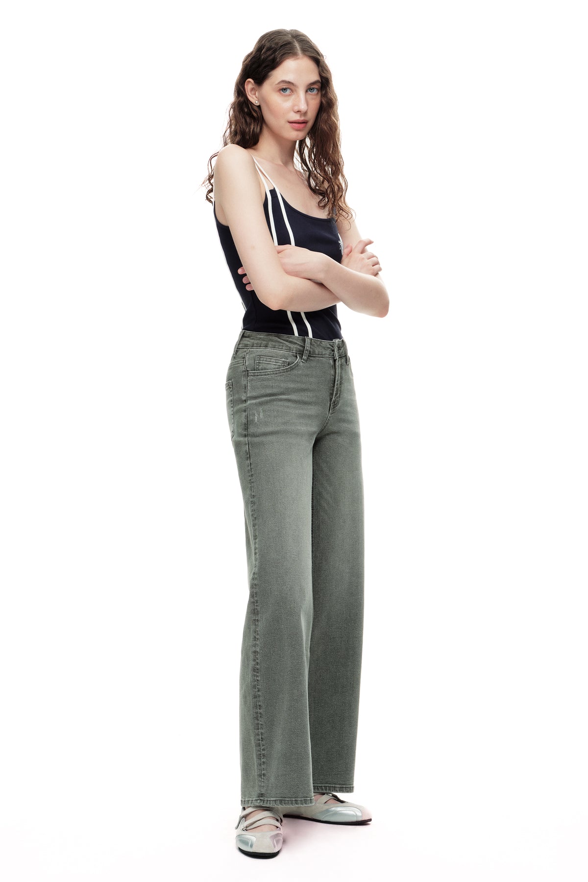ONESO Modern Utility Mid Rise Wide Leg Jeans