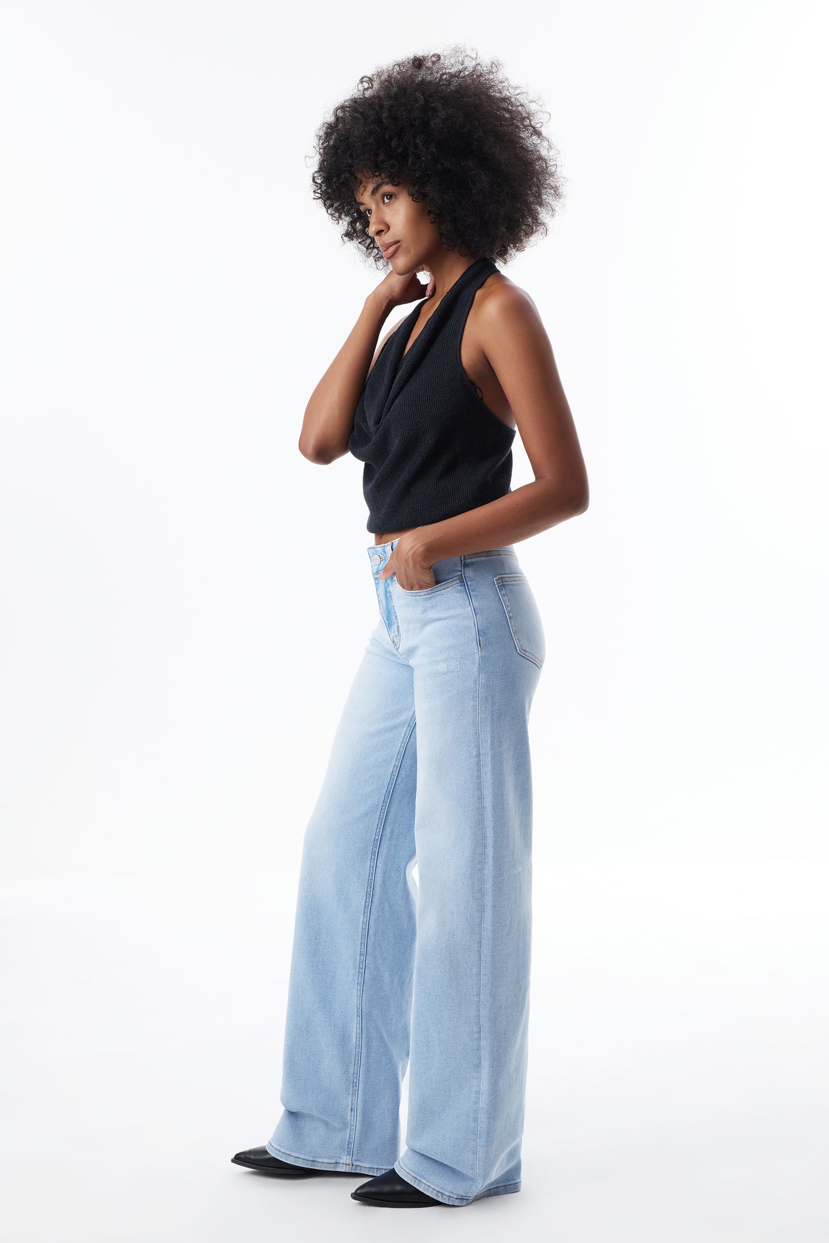ONESO Effortless Mid Rise Wide Leg Jeans