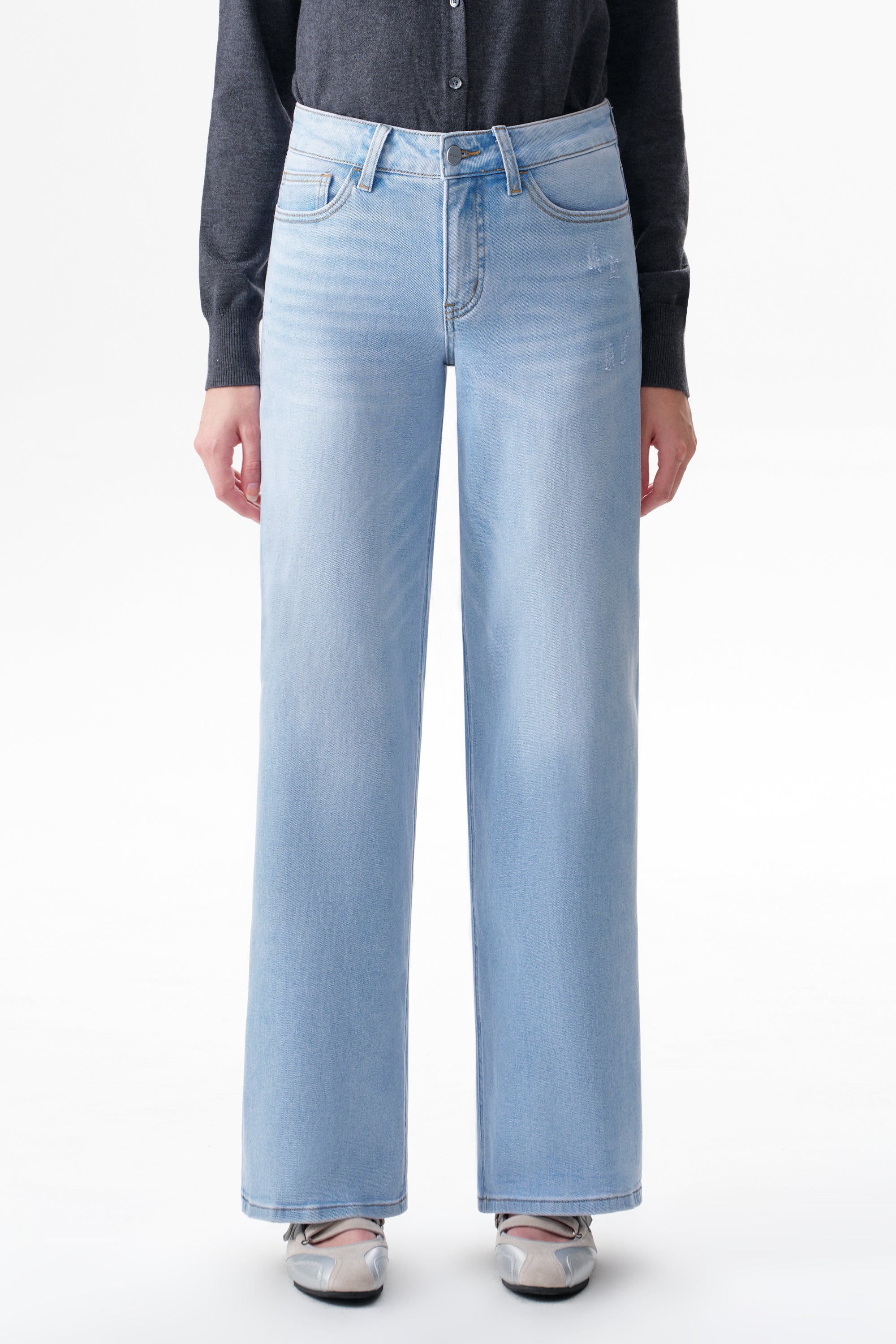 ONESO Vintage-Inspired Mid Rise Wide Leg Jeans