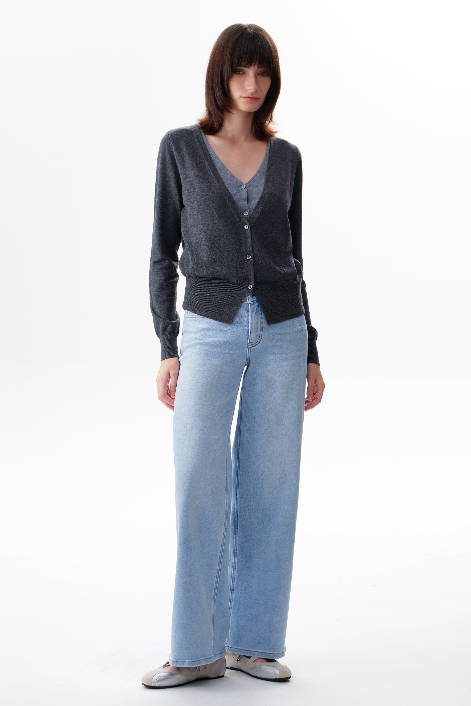 ONESO Vintage-Inspired Mid Rise Wide Leg Jeans