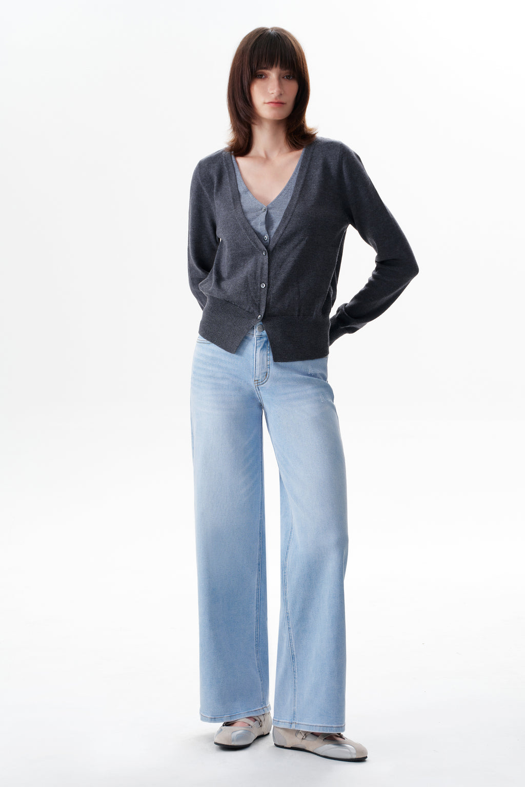ONESO Vintage-Inspired Mid Rise Wide Leg Jeans