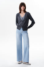 ONESO Vintage-Inspired Mid Rise Wide Leg Jeans