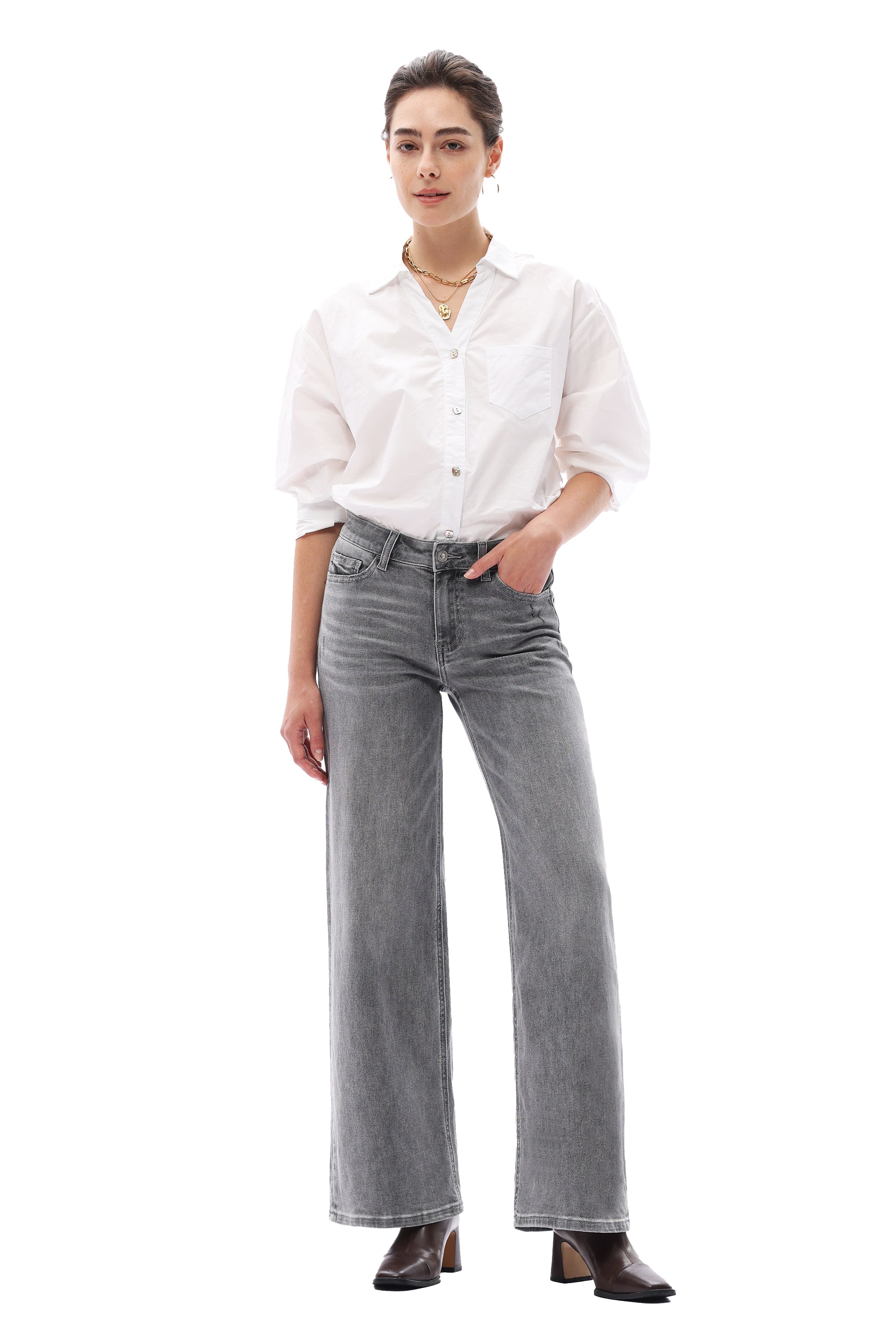 ONESO Effortless Mid Rise Wide Leg Jeans