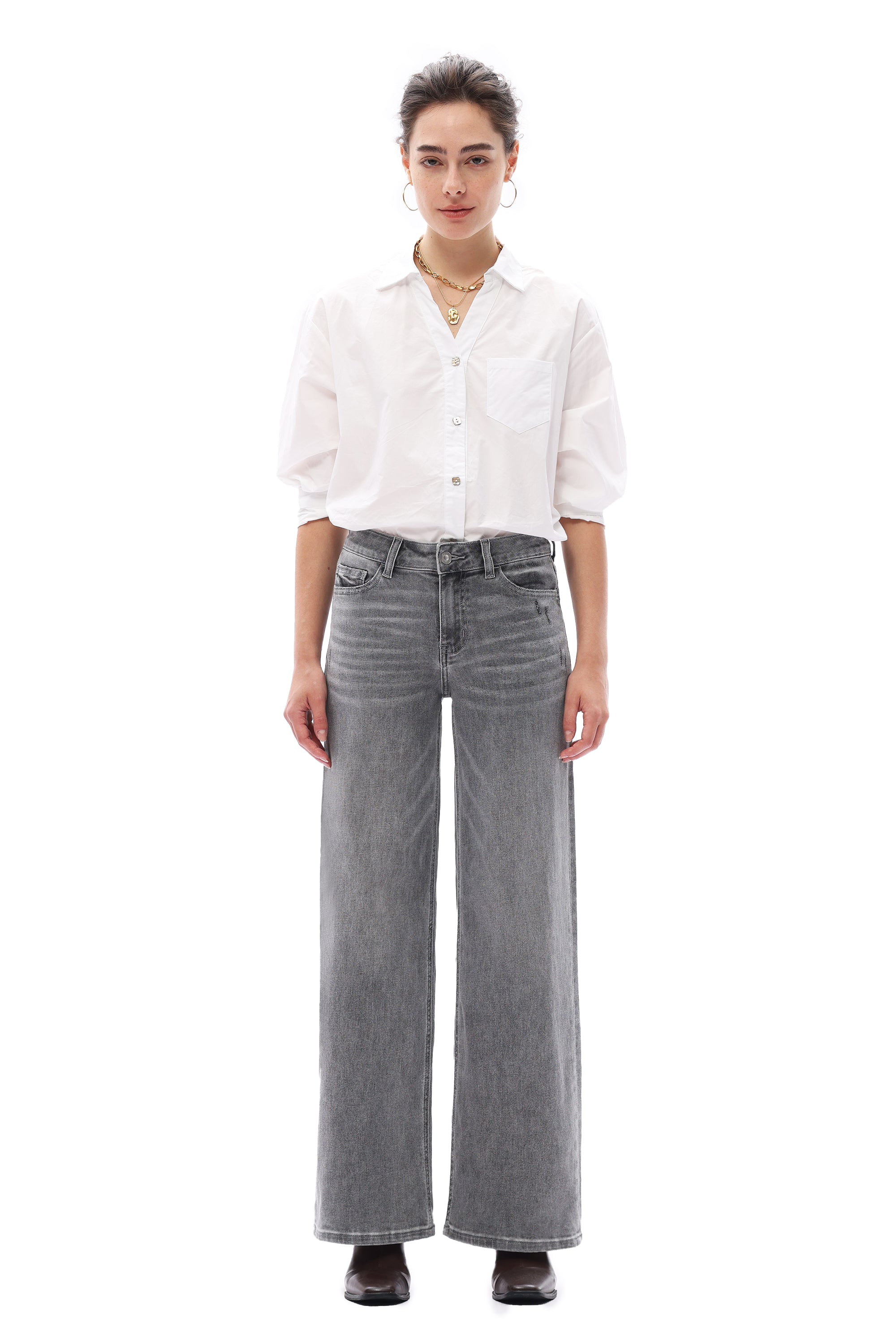 ONESO Effortless Mid Rise Wide Leg Jeans