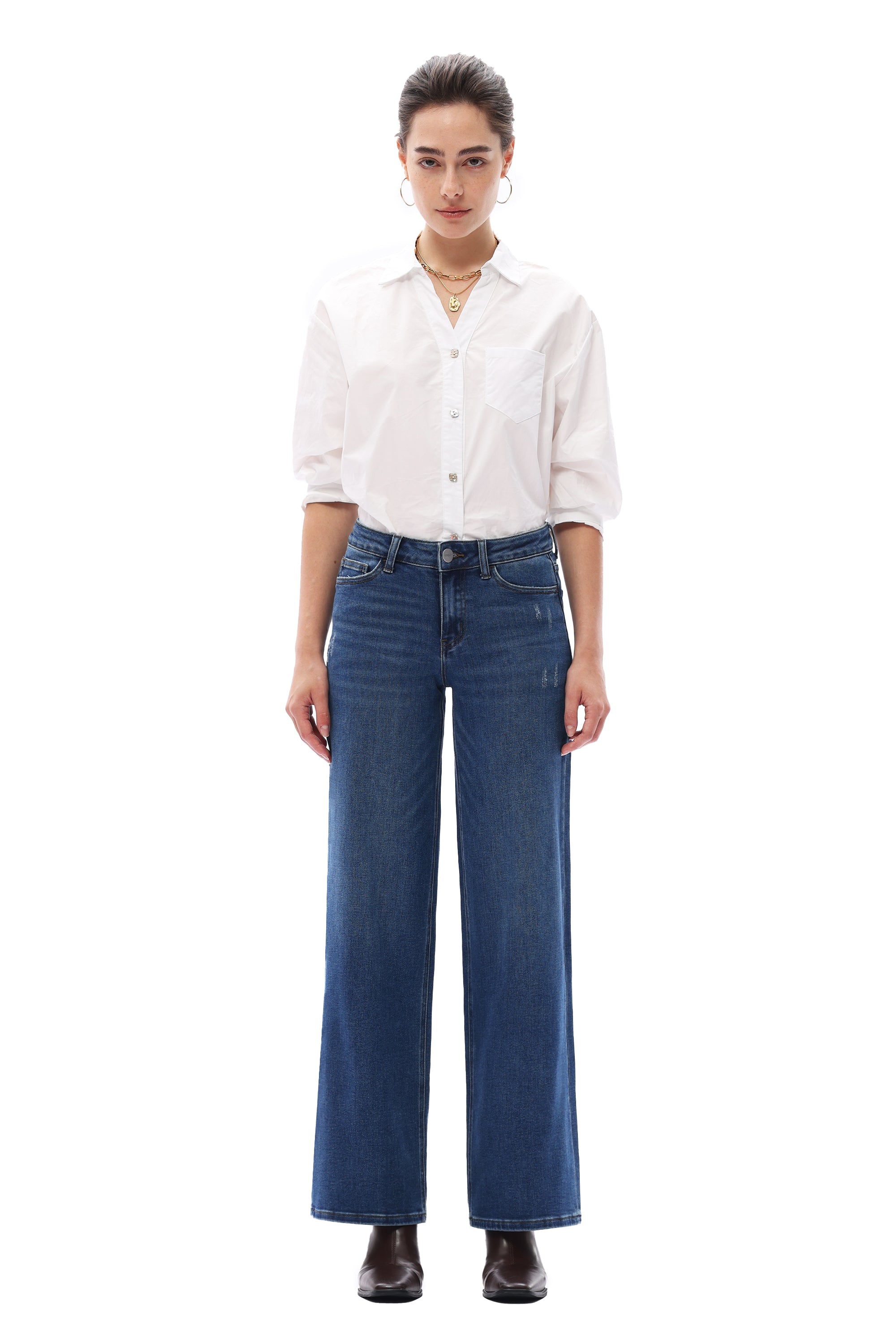 ONESO Effortless Mid Rise Wide Leg Jeans