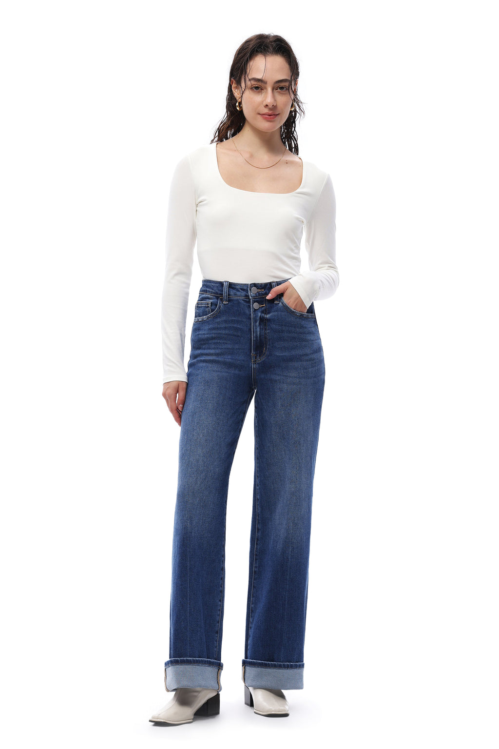 ONESO Refined High Rise Wide Leg Jeans