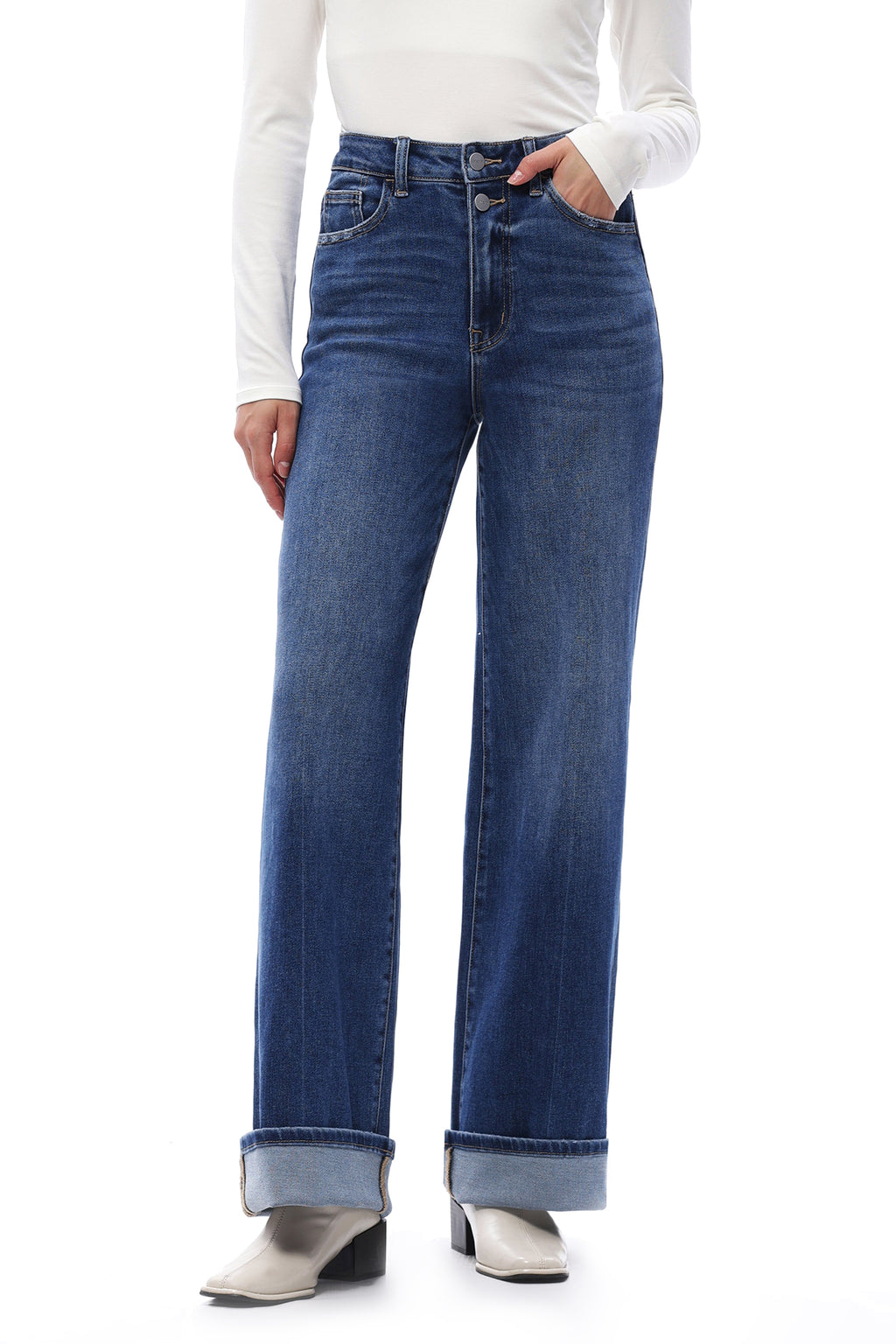 ONESO Refined High Rise Wide Leg Jeans