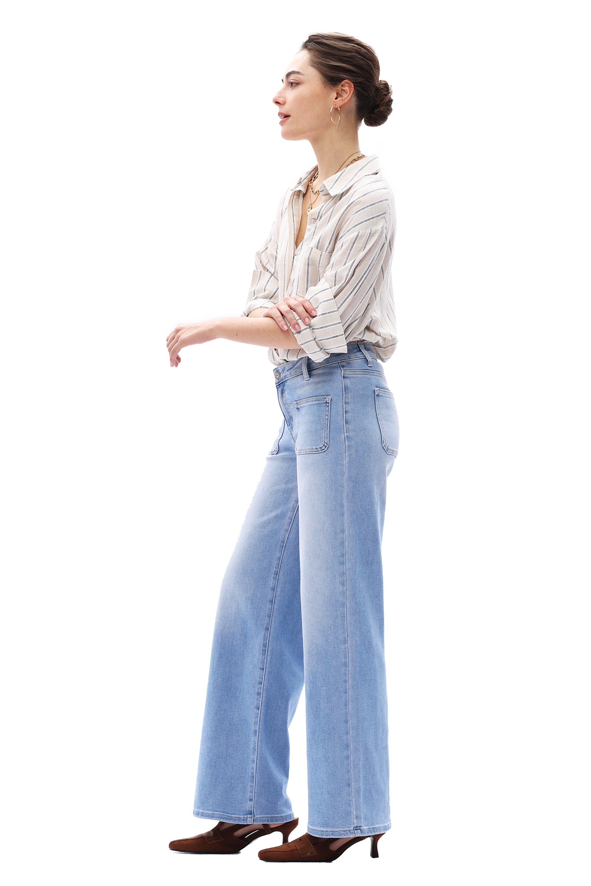 ONESO Chic Mid Rise Wide Leg Jeans