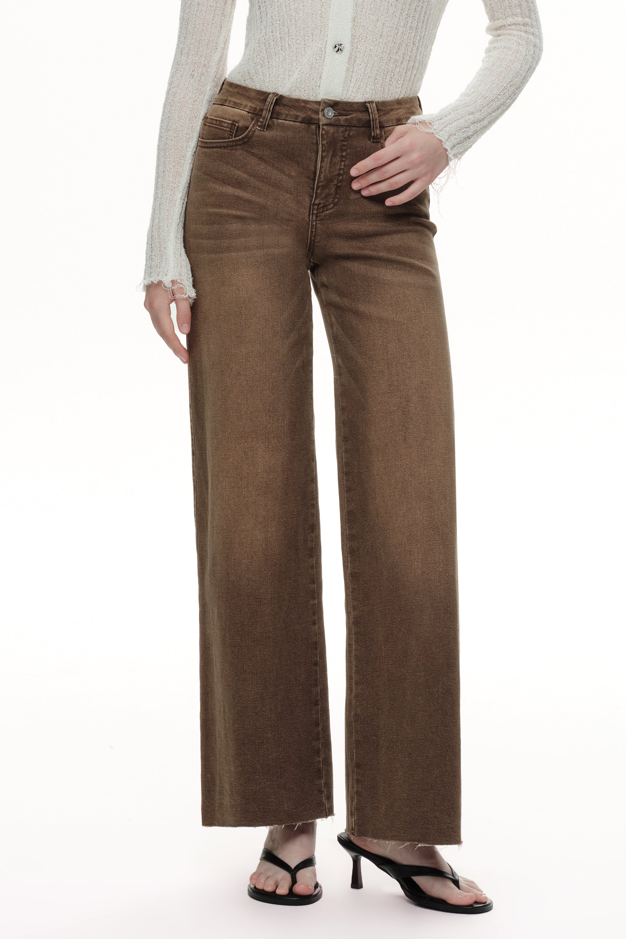 ONESO Earthy Mid Rise Wide Leg Jeans
