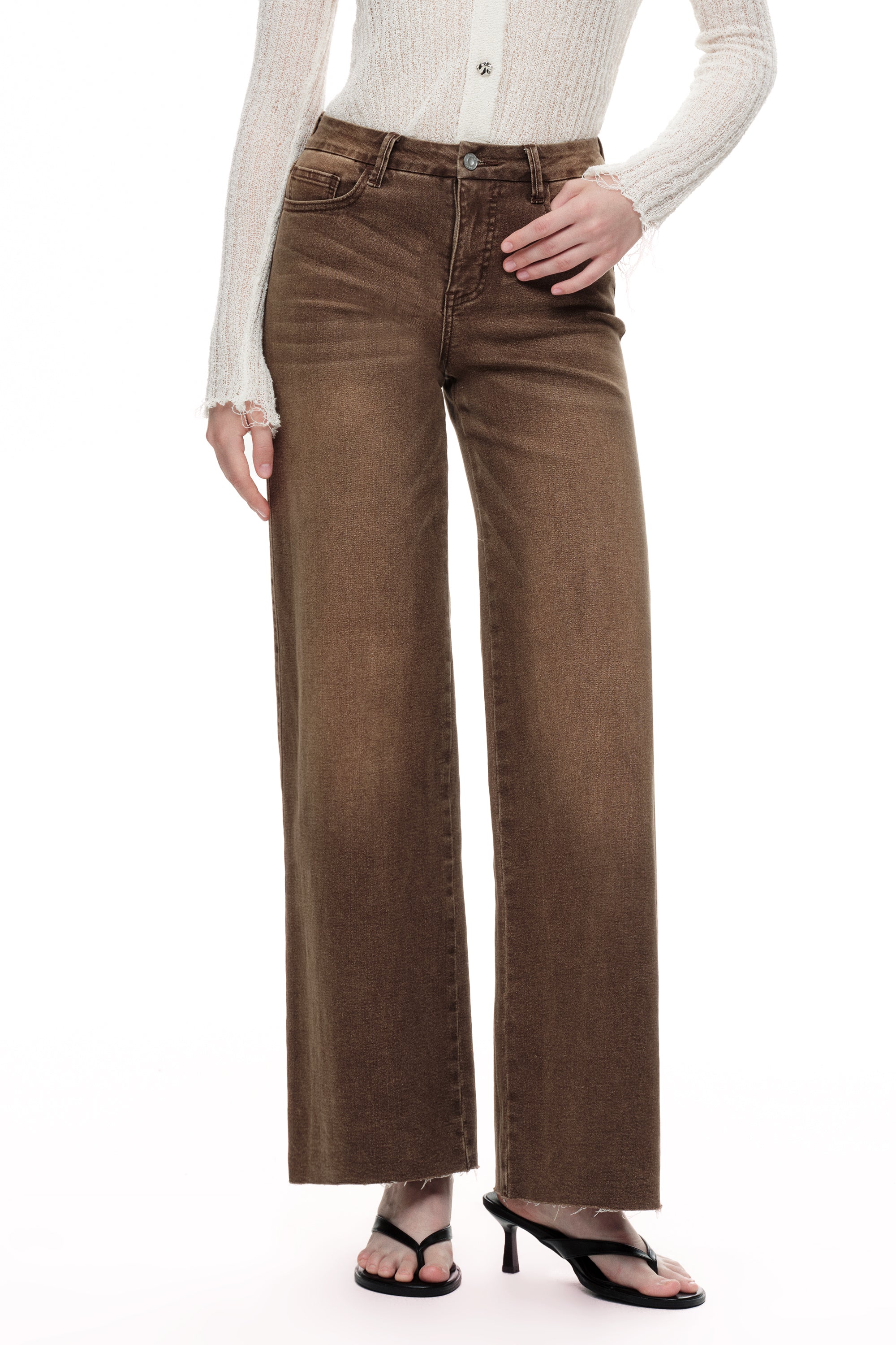 ONESO Earthy Mid Rise Wide Leg Jeans