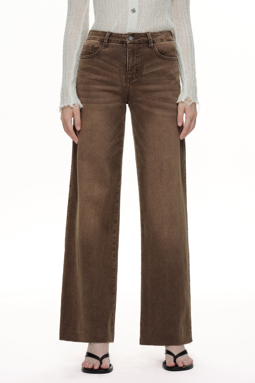 ONESO Earthy Mid Rise Wide Leg Jeans