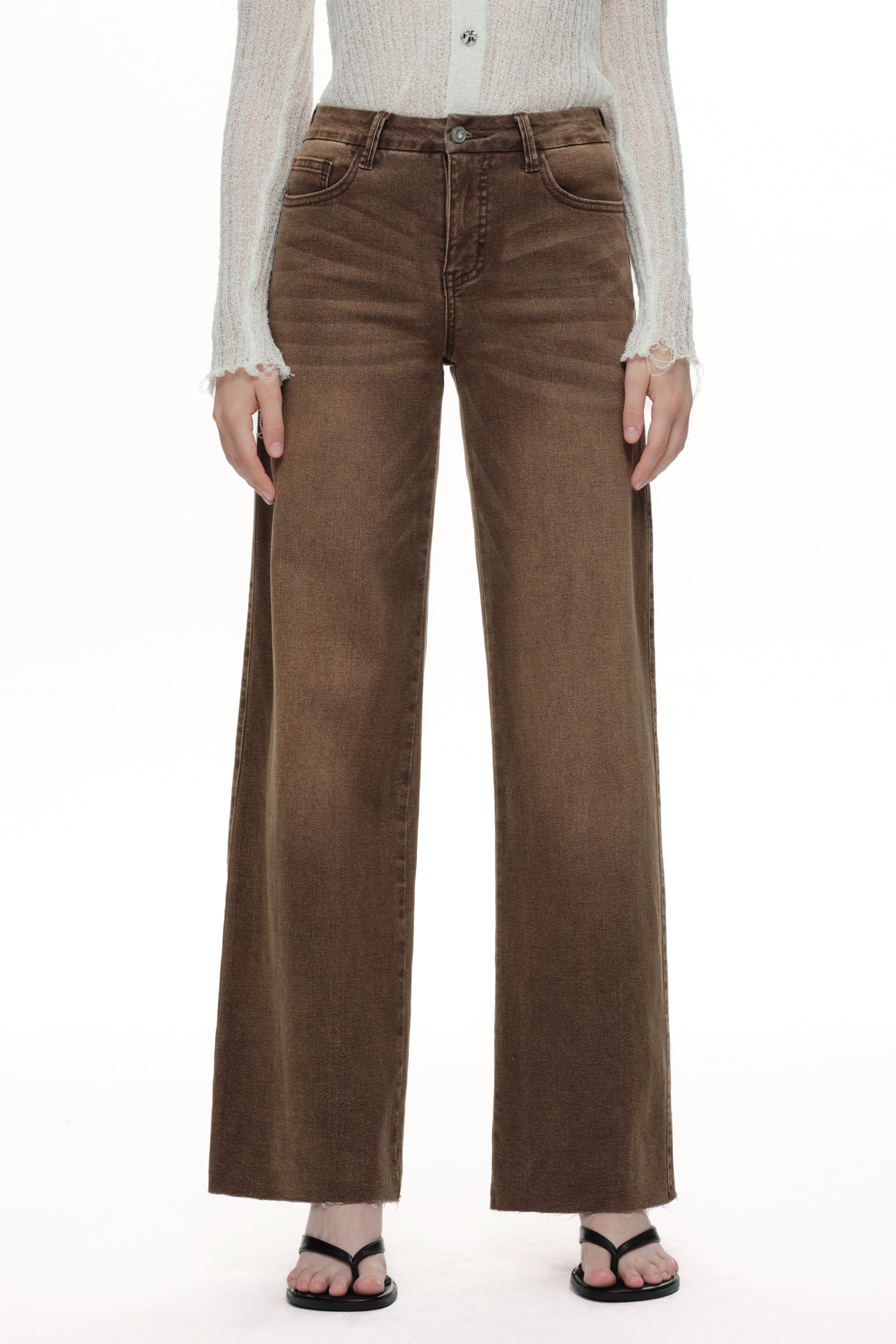 ONESO Earthy Mid Rise Wide Leg Jeans