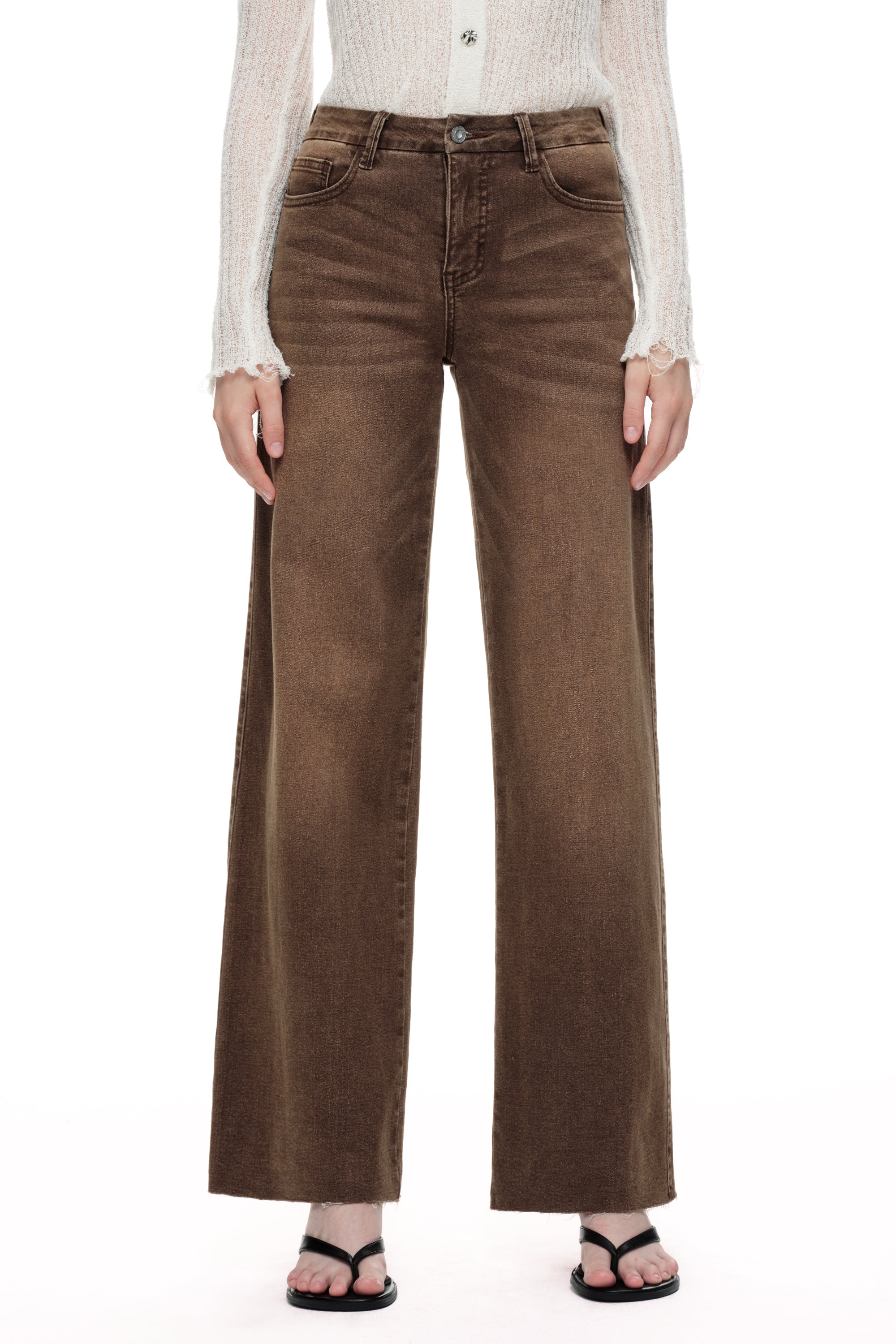 ONESO Earthy Mid Rise Wide Leg Jeans