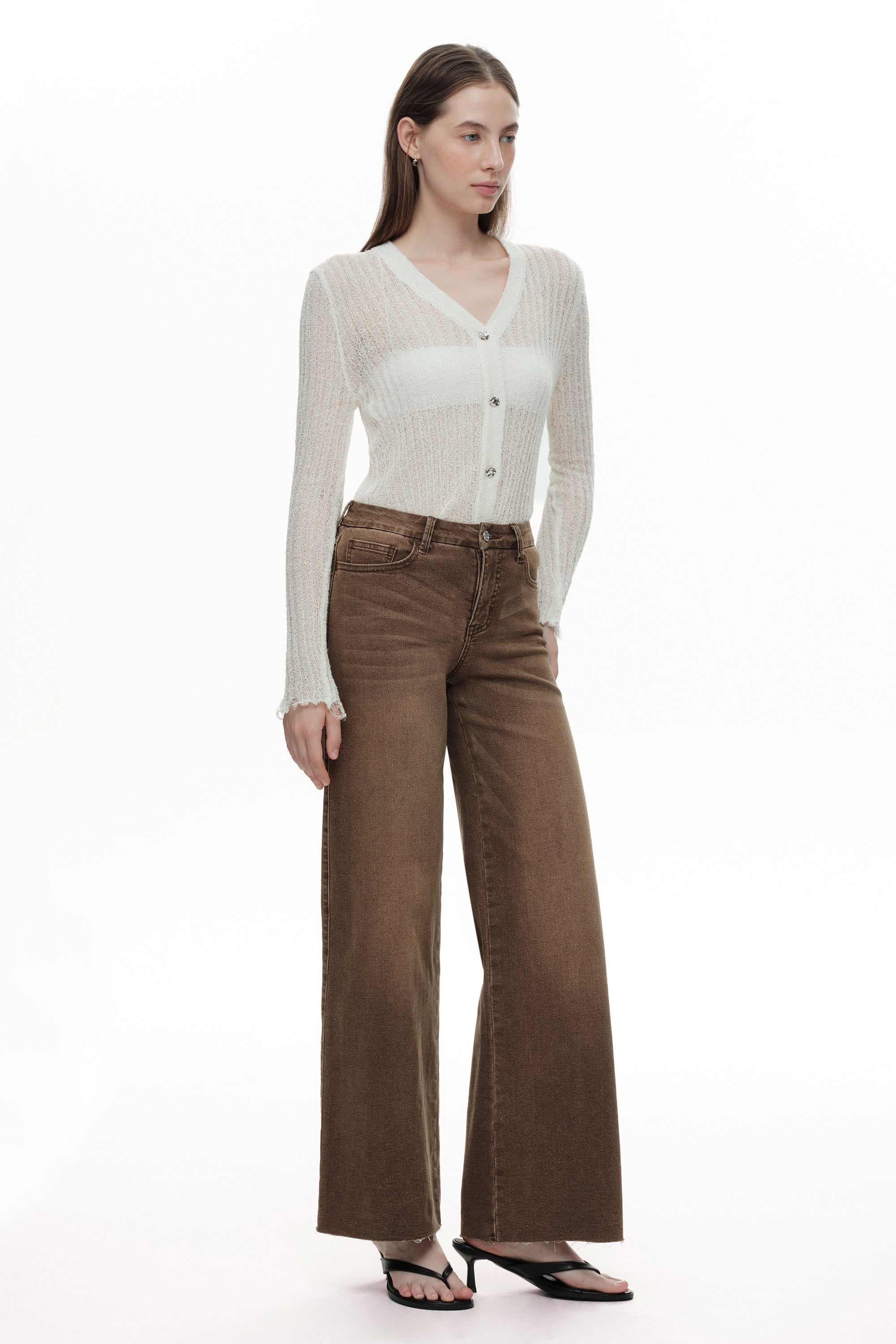 ONESO Earthy Mid Rise Wide Leg Jeans