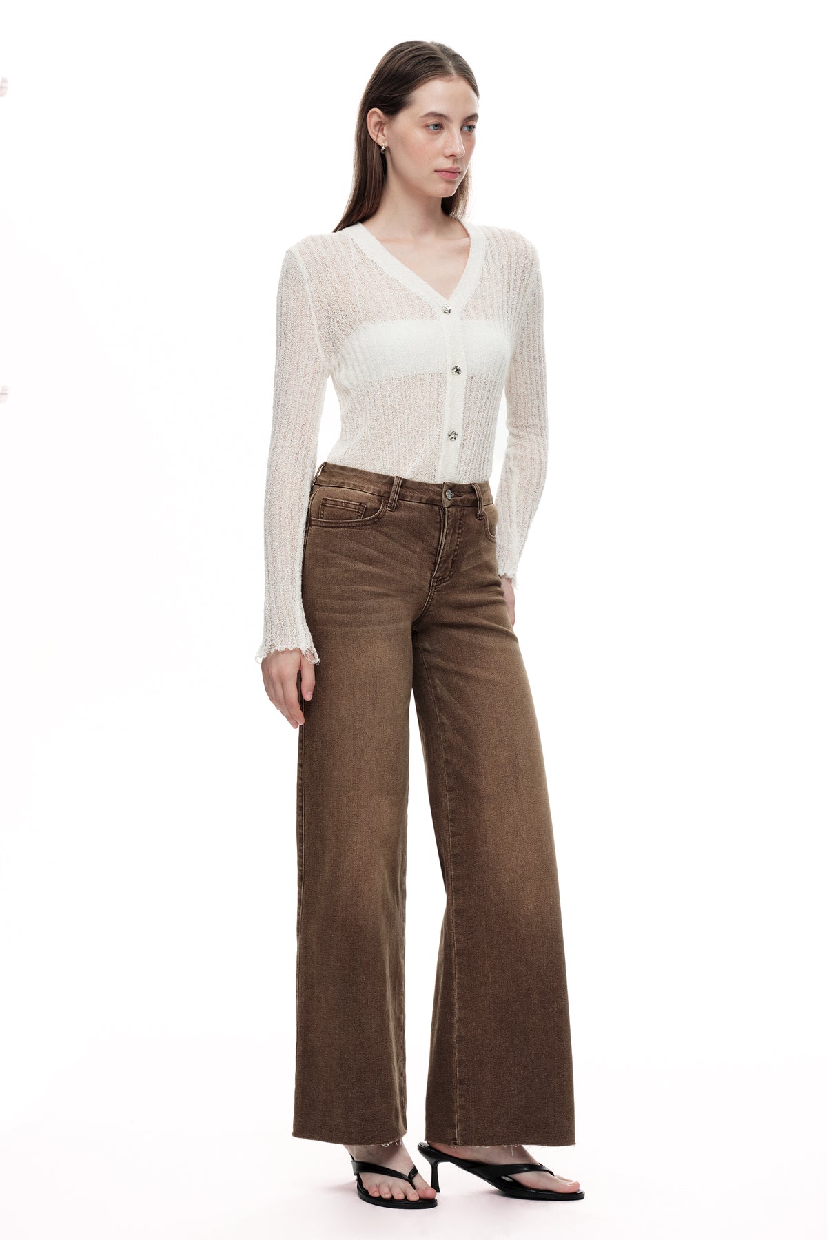 ONESO Earthy Mid Rise Wide Leg Jeans