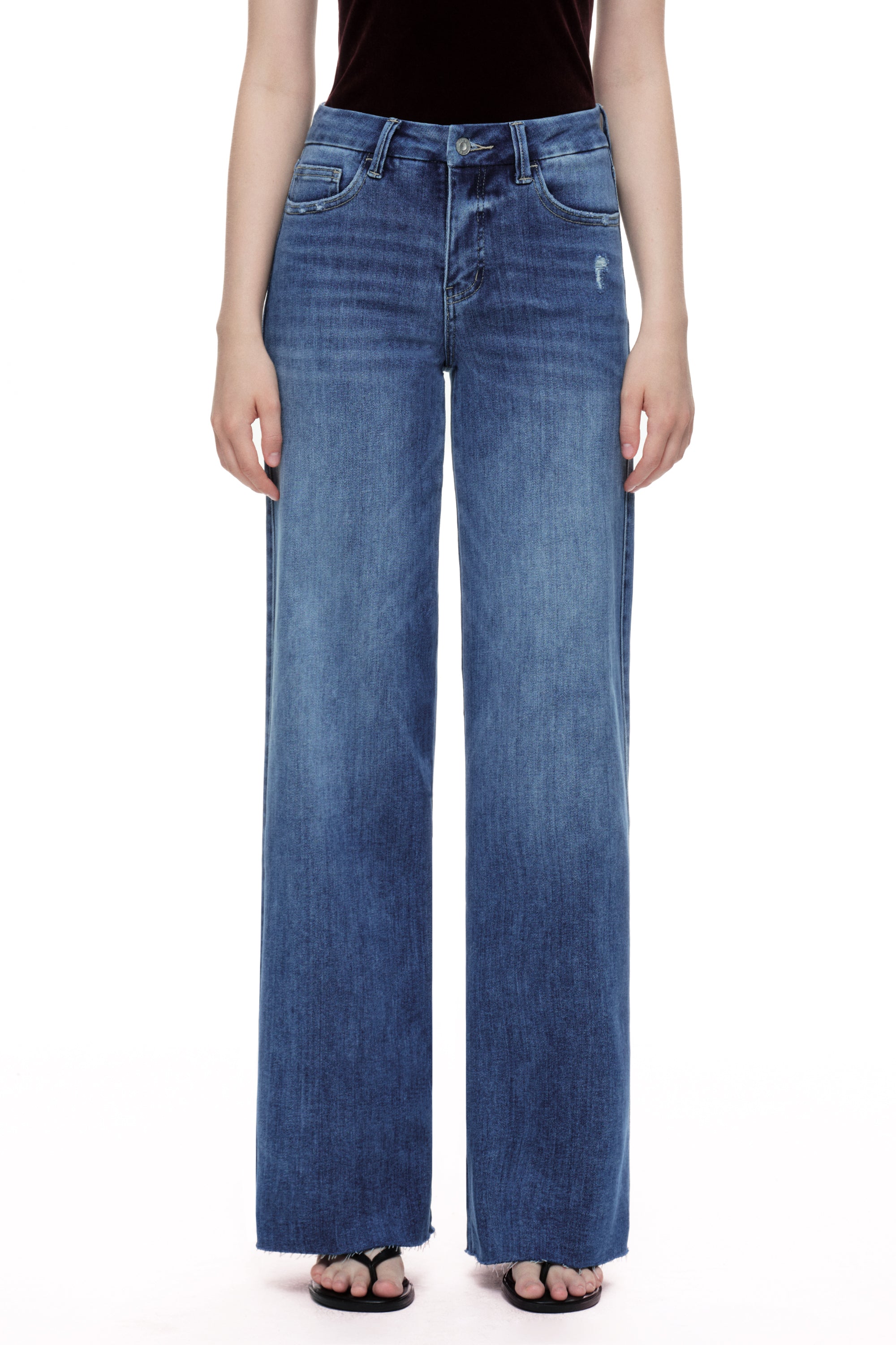 ONESO Relaxed Mid Rise Wide Leg Jeans