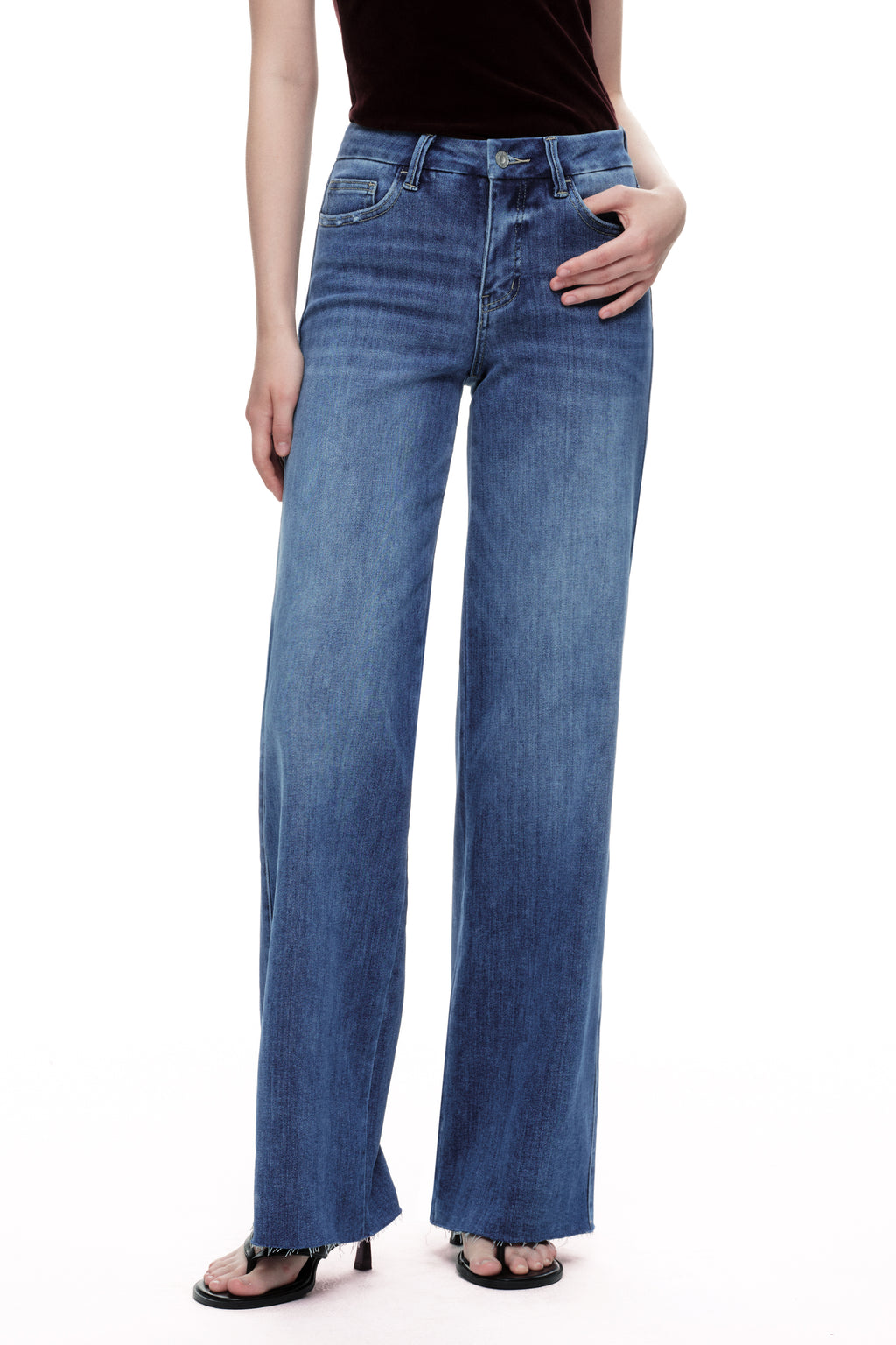 ONESO Relaxed Mid Rise Wide Leg Jeans