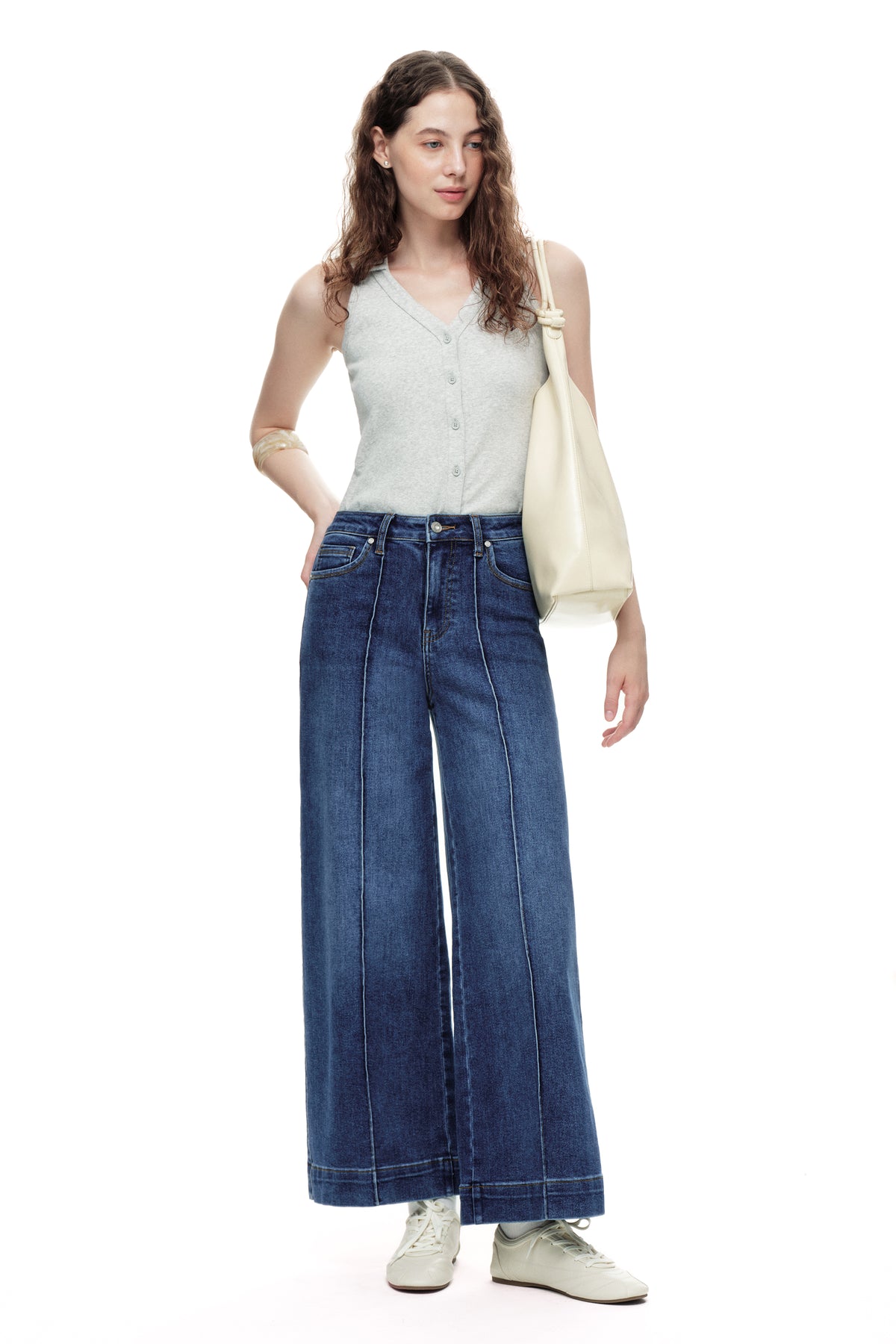ONESO Clean Cut Modern High Rise Wide Leg Jeans