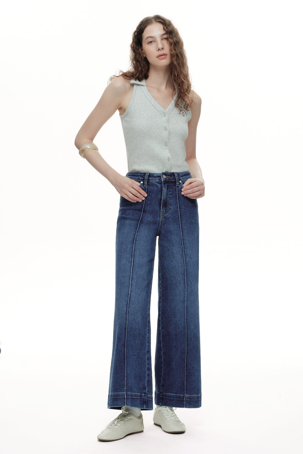 ONESO Clean Cut Modern High Rise Wide Leg Jeans