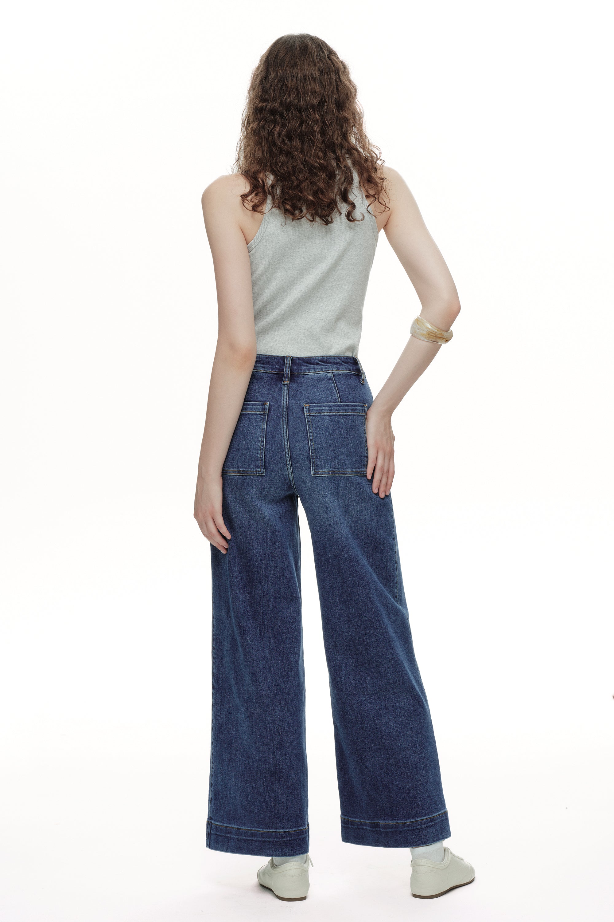 ONESO Clean Cut Modern High Rise Wide Leg Jeans