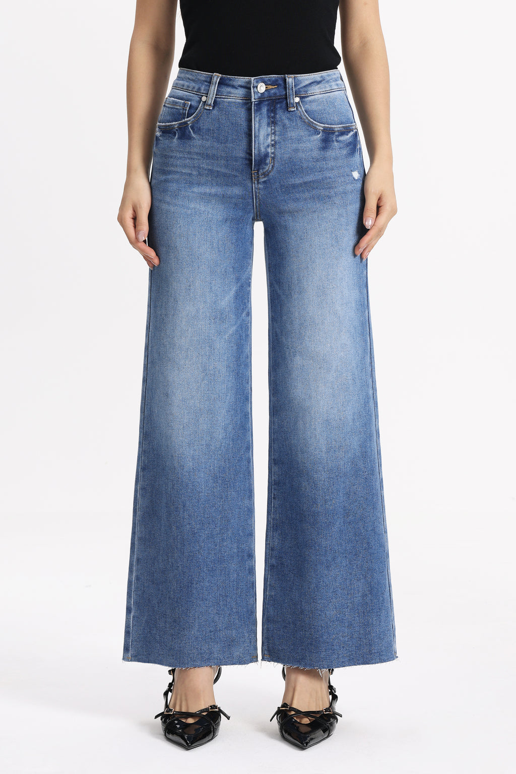 ONESO Classic Mid Rise Wide Leg Jeans