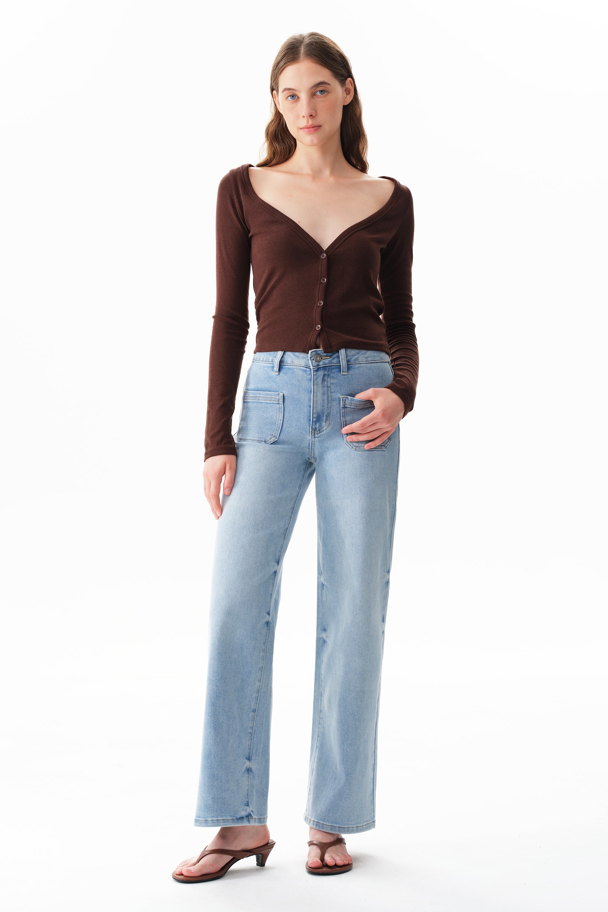 ONESO Modern Classic Mid Rise Wide Leg Jeans
