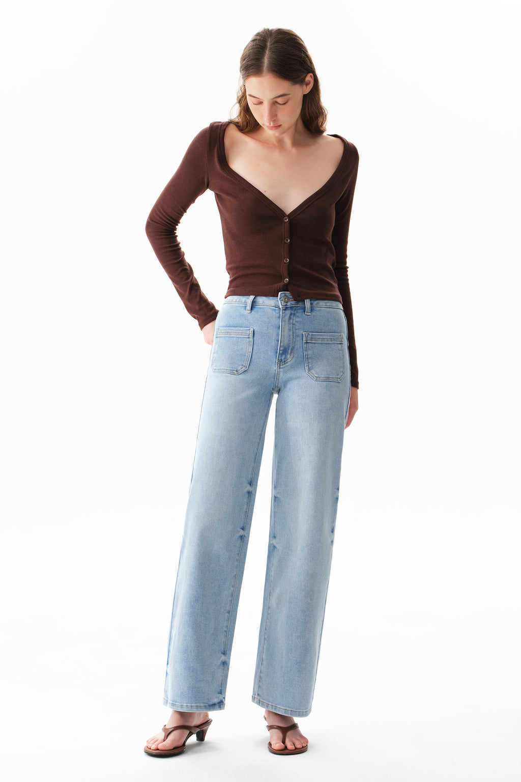 ONESO Modern Classic Mid Rise Wide Leg Jeans
