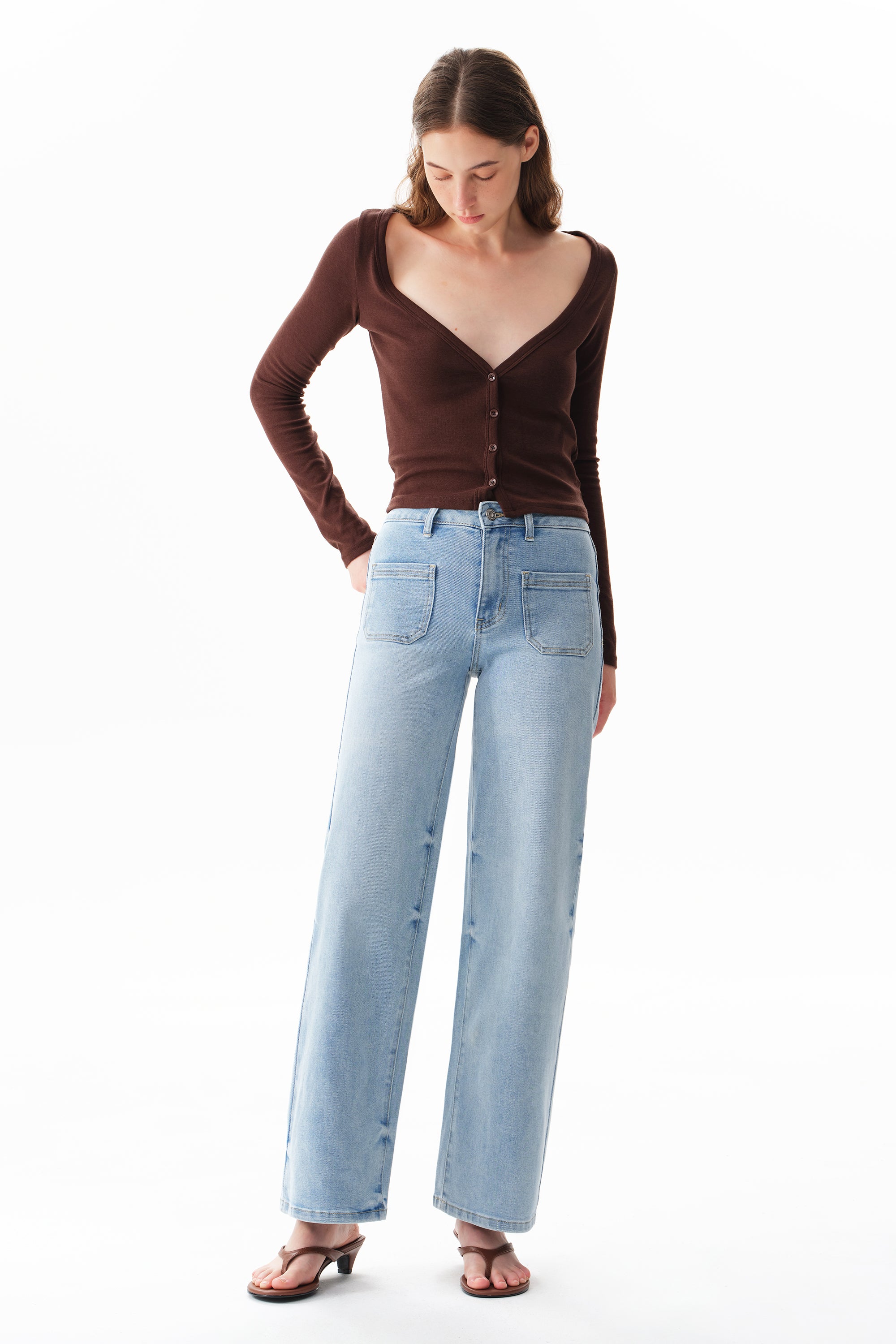 ONESO Modern Classic Mid Rise Wide Leg Jeans