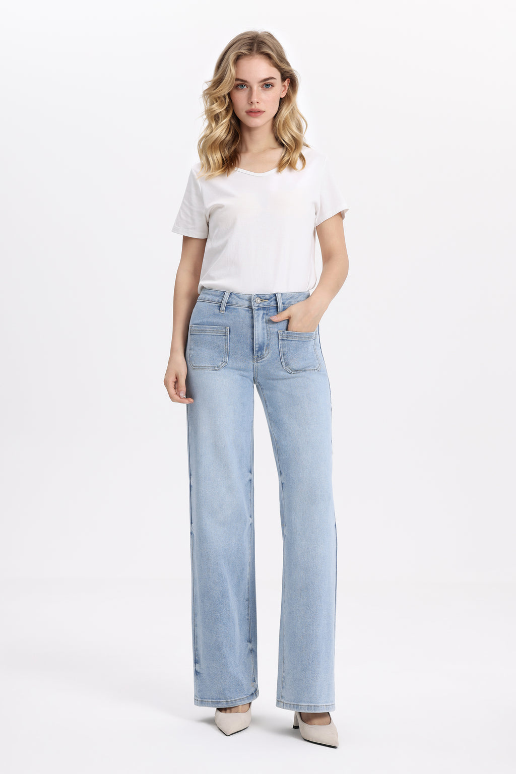ONESO Modern Classic Mid Rise Wide Leg Jeans