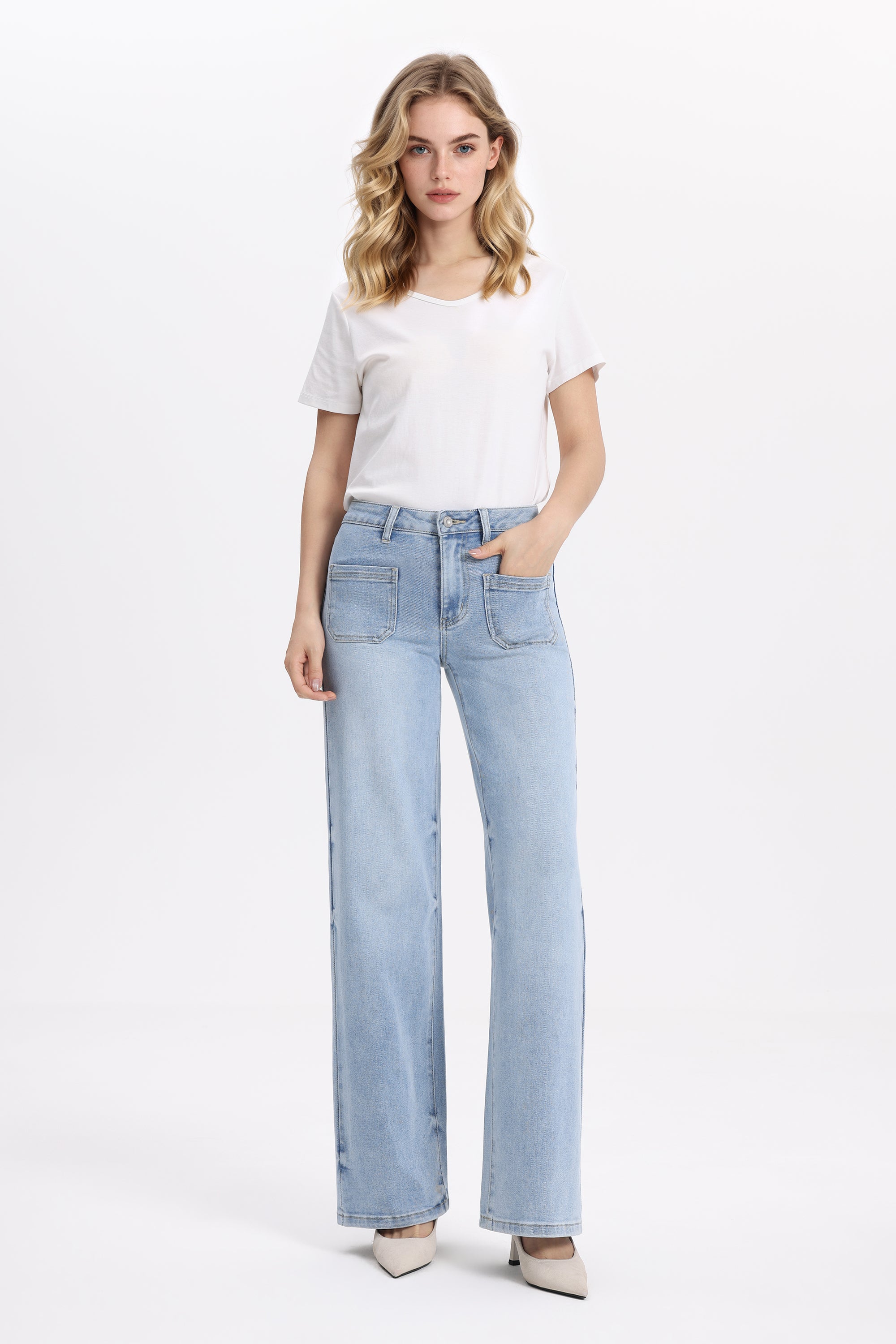 ONESO Modern Classic Mid Rise Wide Leg Jeans