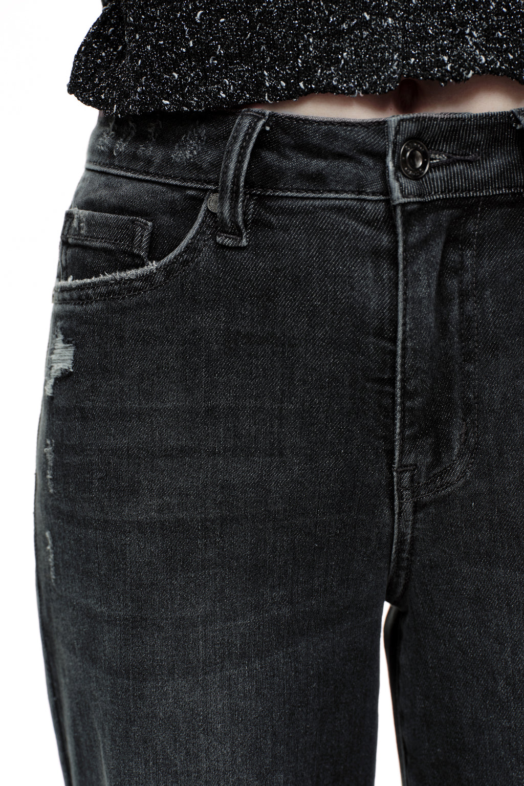 ONESO Edgy Mid Rise Wide Leg Jeans