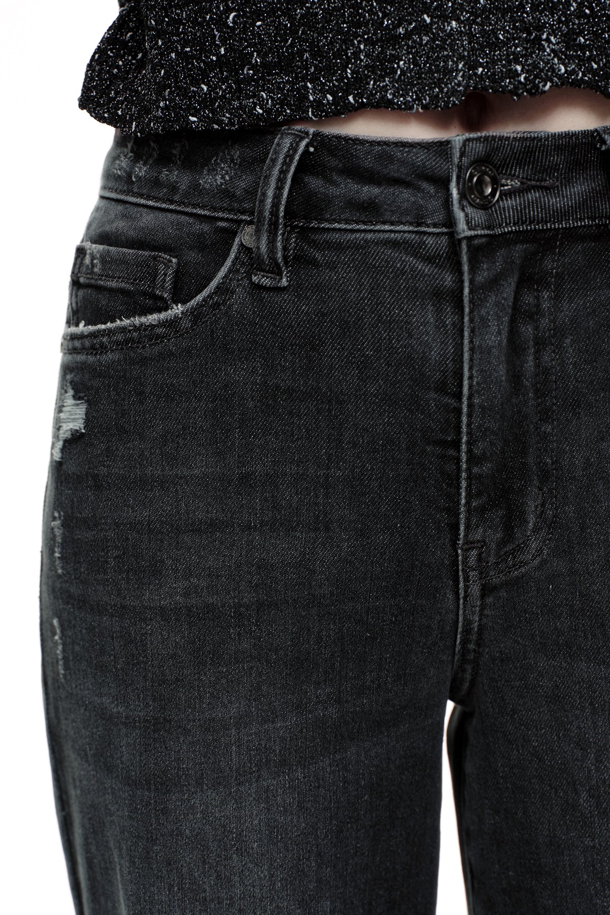 ONESO Edgy Mid Rise Wide Leg Jeans