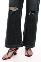 ONESO Edgy Mid Rise Wide Leg Jeans