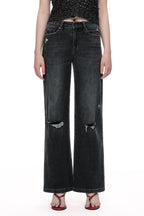 ONESO Edgy Mid Rise Wide Leg Jeans