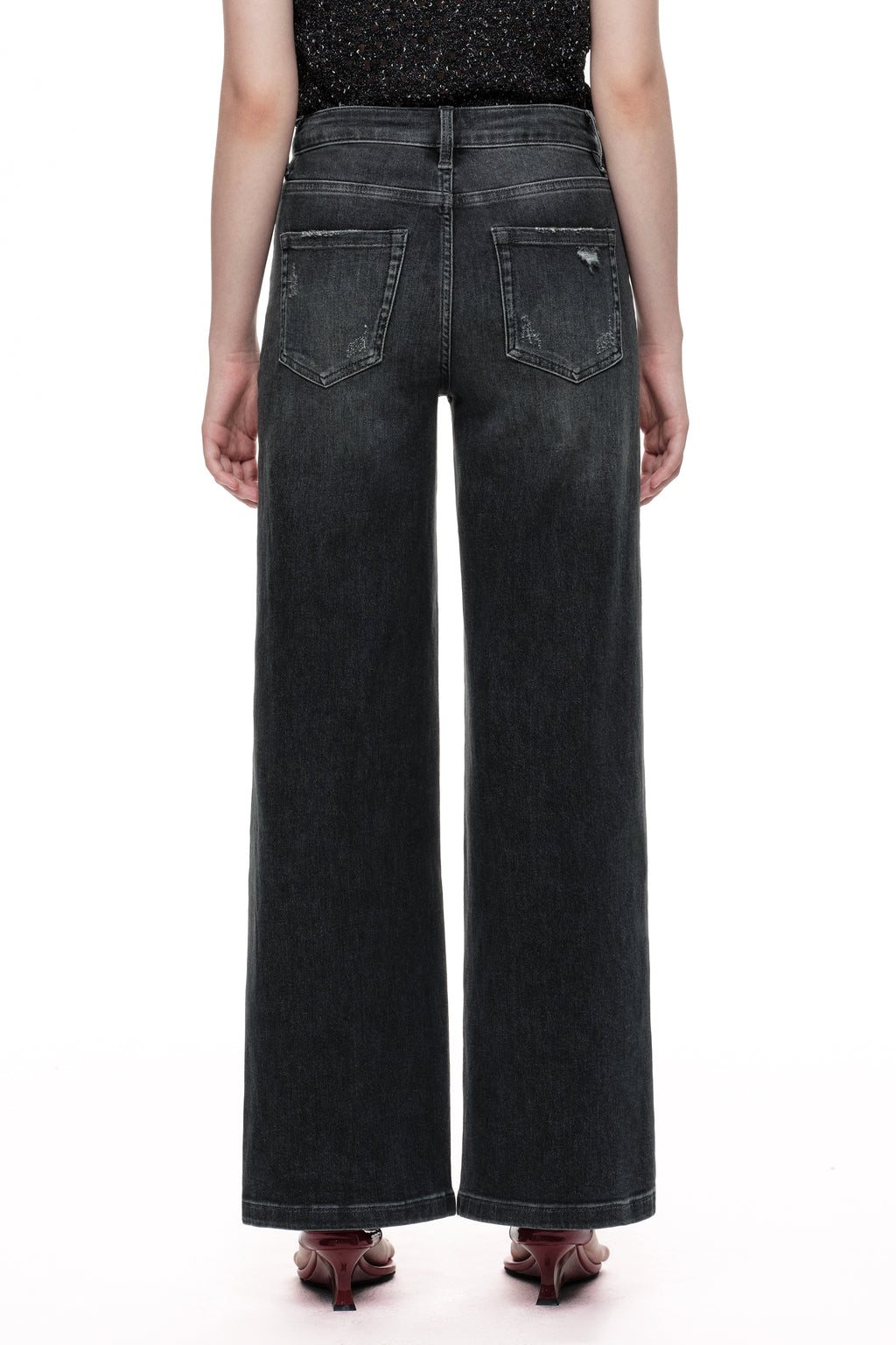 ONESO Edgy Mid Rise Wide Leg Jeans