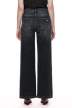 ONESO Edgy Mid Rise Wide Leg Jeans