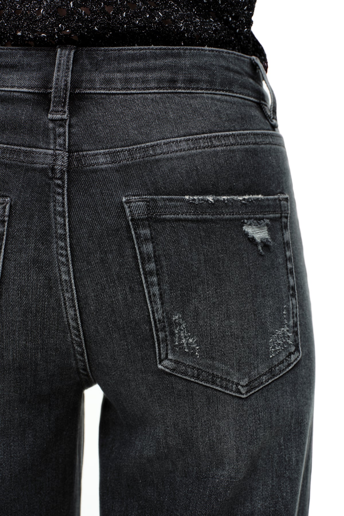ONESO Edgy Mid Rise Wide Leg Jeans