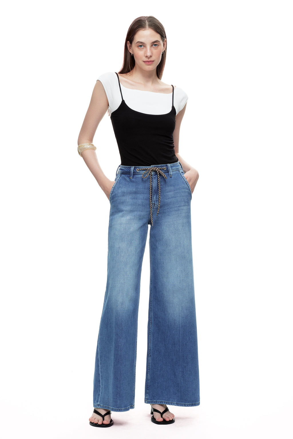 ONESO Boho High Rise Wide Leg Jeans