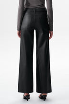 Edgy Coated Mid Rise Wide Leg Jeans