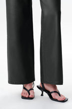 Edgy Coated Mid Rise Wide Leg Jeans
