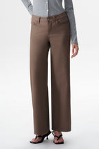 Edgy Coated Mid Rise Wide Leg Jeans